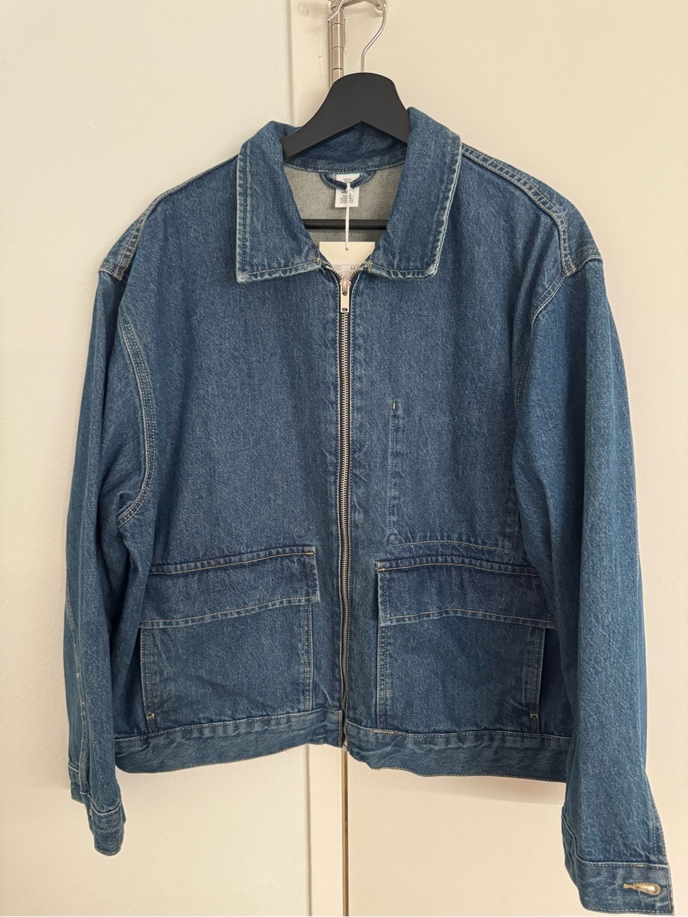 Oversized Denim Zip Up Bomber NWT